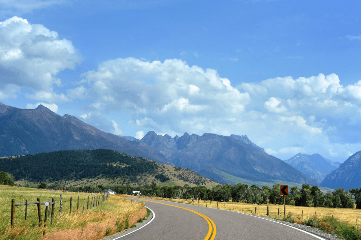 Image of Montana on road. Ties into mental health awareness in Montana.